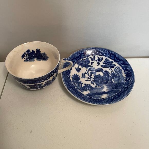 Vintage blue willow porcelain Cup and saucer Japan‎ - Picture 4 of 8